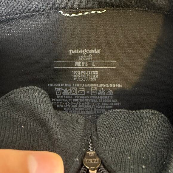 Patagonia Capilene 2 lightweight black active causal quarter zip pullover mens L - Picture 4 of 6